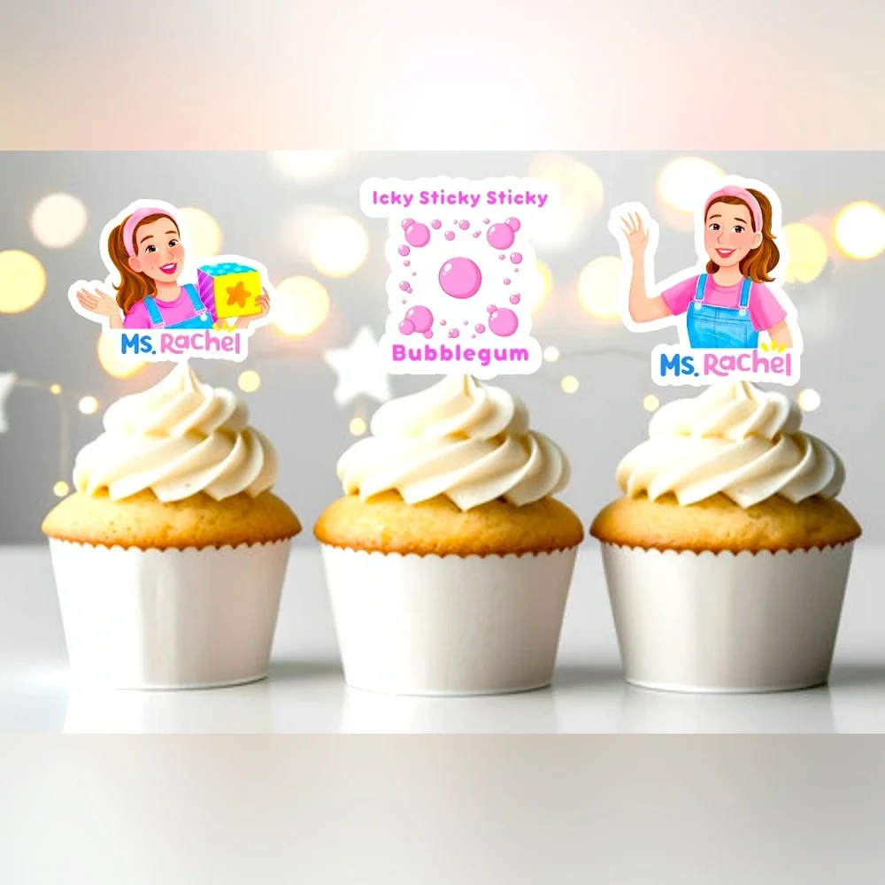 Ms Rachel birthday celebration cupcake toppers
